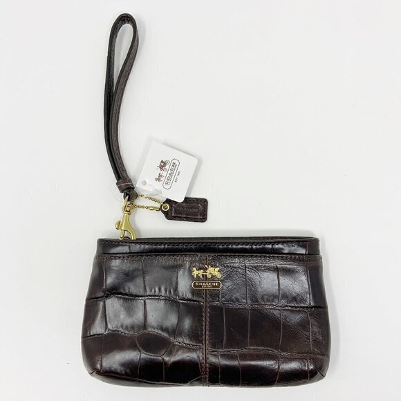 COACH | Madison Embossed Crocodile Leather Medium Wristlet NWT - Picture 1 of 13